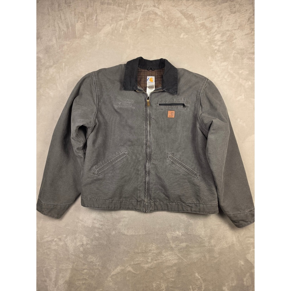 Carhartt Detroit Jacket J97 Mens 2XL Tall Gravel Gray GVL Blanket Lined Canvas